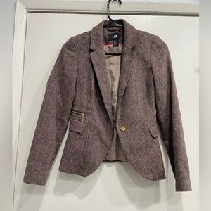 Gold detail tweed-like blazer